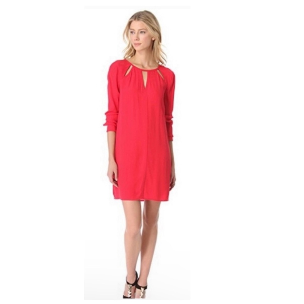 BCBG Emmalise Dress long sleeved keyhole shirt dress